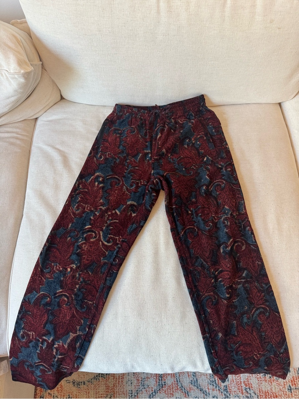Kardo Men's Patterned Maroon and Navy Dress Pants